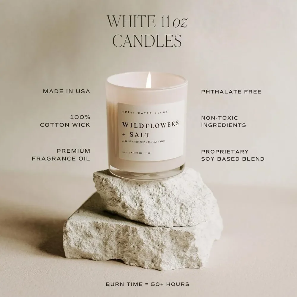 Sweet Water Decor Relaxation Candle 11oz Soy Wax Jar – 50+ Hr Burn Peppermint
